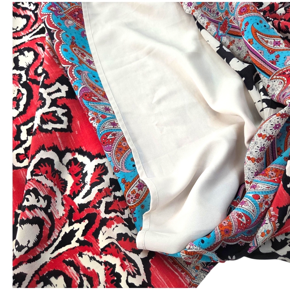Anthropologie Vanessa Virginia Silk Maxi Dress Womens 2 Red Black Eclectic Artsy - Picture 9 of 12